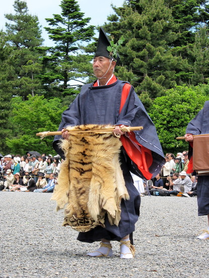 During the Aoi Matsuri parade treasures are on display, such as this tiger skin.