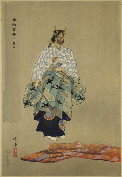Woodblock print showing Lady Rokujo transformed into a vengeful spirit.

Image thanks to - https://ukiyo-e.org/