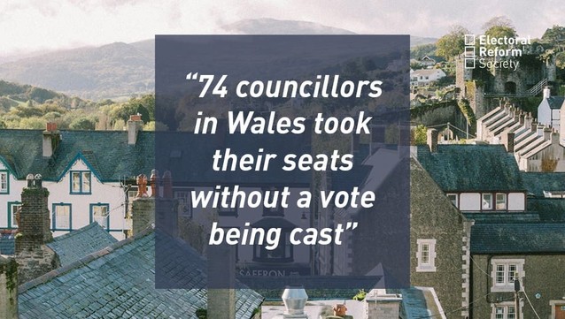74 councillors in Wales took their seats without a vote being cast.