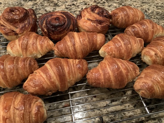 Croissants on cooling rack