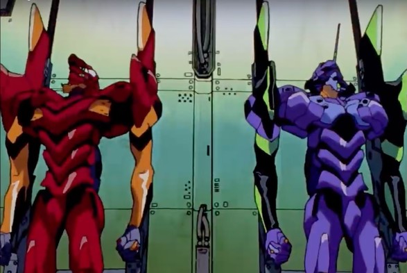 https://www.syfy.com/syfy-wire/guide-to-neon-genesis-evangelion-anime-on-netflix?amp - “Mechs” Eva Unit 02 and Unit 01 from “Neon Genesis Evangelion”.