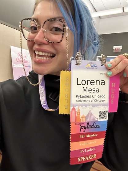 Hello #PyCon! Don’t be a stranger come say heyyyy if you see this blue haired bruja del mar running around. I’d love to chat!!