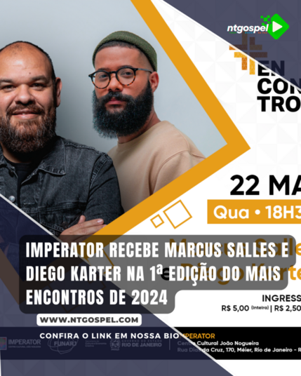 O Mais Encontros de 2024 terá como anfitrião o cantor Marcus Salles, ex-membro do Quatro por Um, e Diego Karter, que já fez outras edições. Foto: Divulgação.