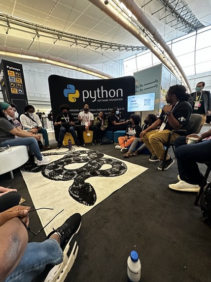 Come join office hours with Black #Python Devs @ @ThePSF@fosstodon.org booth in the Expo Hall. As @kjaymiller says - we’ll be chopping it up. 