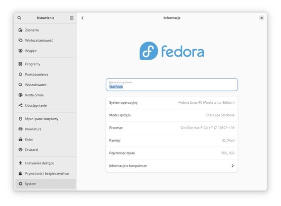 Settings In Fedora 40
