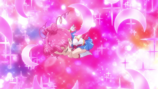 Chibi Chibi’s sailor guardian transformation from the anime movie Pretty Guardian Sailor Moon Cosmos the Movie Part 1.