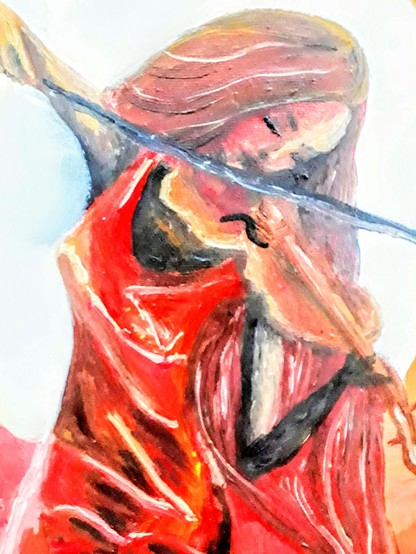 Woman playing violin painting 