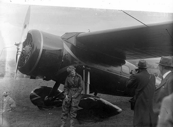 On Saturday, 21 May 1932, Amelia Earhart was on her second Atlantic crossing when she was forced to land in a field near Derry (Londonderry) in her "Little Red Bus". Ireland of the Welcomes was to the fore in the Irish Independent account on Monday, 23 May 1932: "... the hospitality she had received after making her forced descent, for two minutes later she was in the cottage of Mr and Mrs Peter McCallion, who put their home at her disposal. Almost at the same time Mr Gallagher arrived and persuaded Miss Earhart to accompany him to his home, where Mrs Gallagher had tea already prepared." There was no account of how the McCallions took to having the Gallaghers scoop them in what must have been the tea party of their lives! As <a href="https://www.flickr.com/photos/24101413@N03/">Irish251</a> points out in the comments below: "Amelia Earhart's Lockheed Vega 5B is now preserved at the National Air and Space Museum in Washington DC. Date: Saturday, 21 May 1932 NLI Ref.: INDH2848