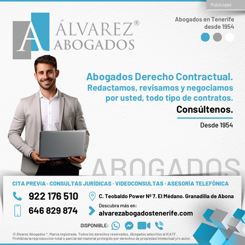 Abogados Derecho Contractual Tenerife. Asesoría, redacción, negociación, resolución, desistimiento, rescisión y nulidad de contratos, convenios y acuerdos. Revisión de pactos, cláusulas y condiciones. Consúltenos ahora sin compromiso. Defendiendo sus derechos desde 1954.