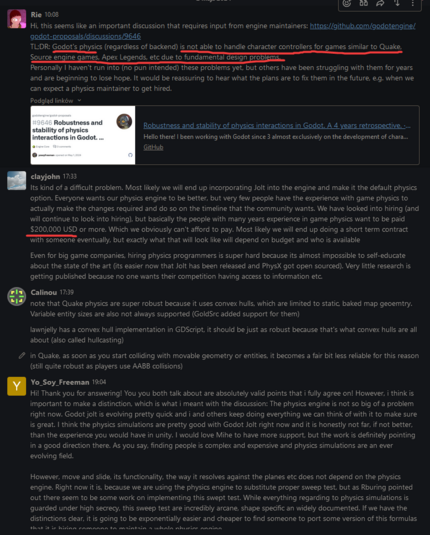 Clayjohn (Godot team) saying:

"We have looked into hiring (and will continue to look into hiring), but basically the people with many years experience in game physics want to be paid $200,000 USD or more (...)

Source:
https://chat.godotengine.org/channel/general?msg=zWhGBgT4T3ADuWQ9J
