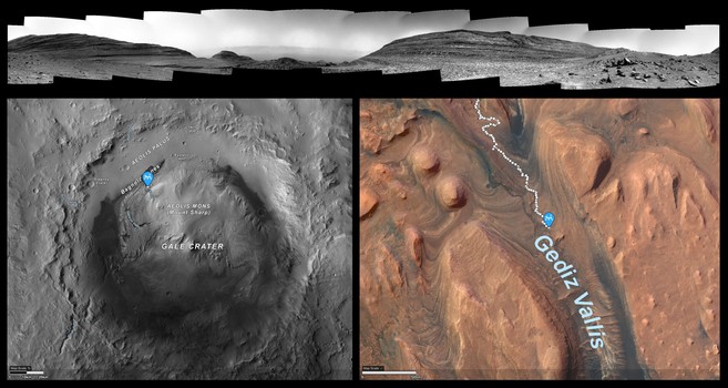 The images of the panorama were acquired by the Right Navigation Camera on Sol 4193 (May 23, 2024). Credits: NASA/JPL-Caltech

Maps courtesy NASA Science Curiosity Location Map https://science.nasa.gov/mission/msl-curiosity/location-map/
