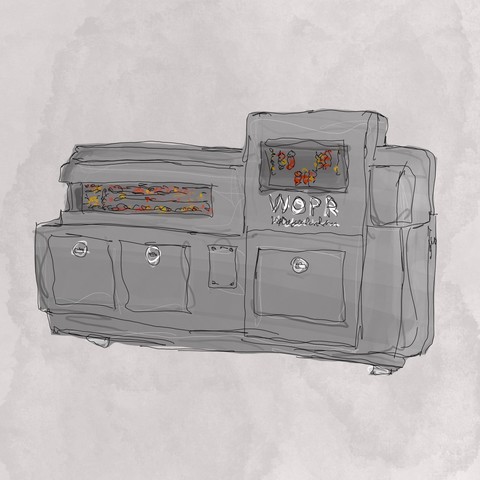 The WOPR computer from the film War Games, a sketch done in Procreate on an iPad with an Apple Pencil.