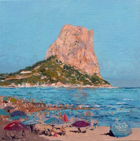 Cuadro al oleo de Calpe pintado por Rubén de Luis