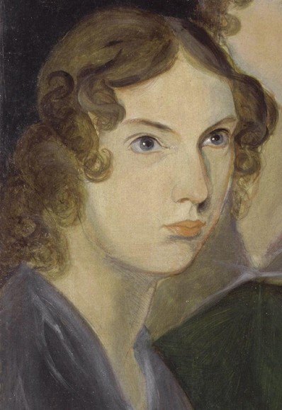 Anne Brontë, as painted by her brother Patrick Branwell Brontë (died 1848), from a portrait with her sisters.

A colorful artwork depicting two women with curly hair.