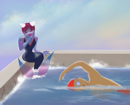 Syren (Ondine) coaching Kim at swimming 