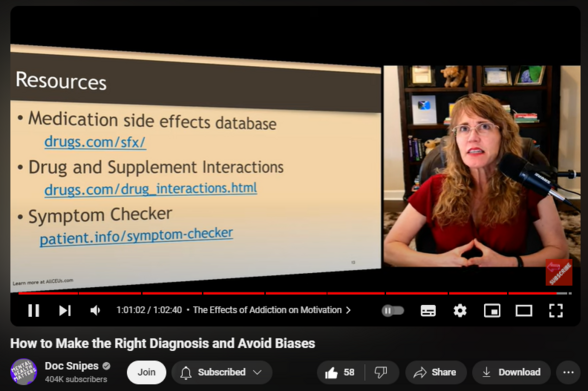 https://www.youtube.com/watch?v=wnn-gnrexiU
How to Make the Right Diagnosis and Avoid Biases