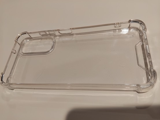 Transparent gel mobile phone case.