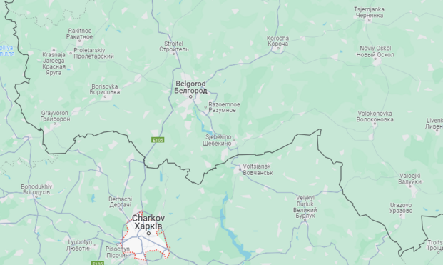 map of area around Kharkiv