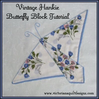 Vintage hankie folded into a butterfly.