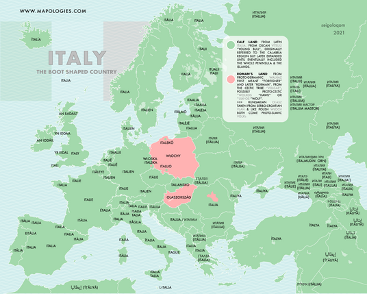 Etymology map of italy
