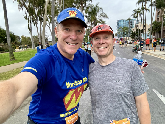At the start with the Marathon Man