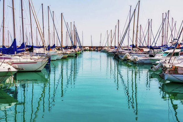 Sailboats in Saint Tropez Marina, French Riviera