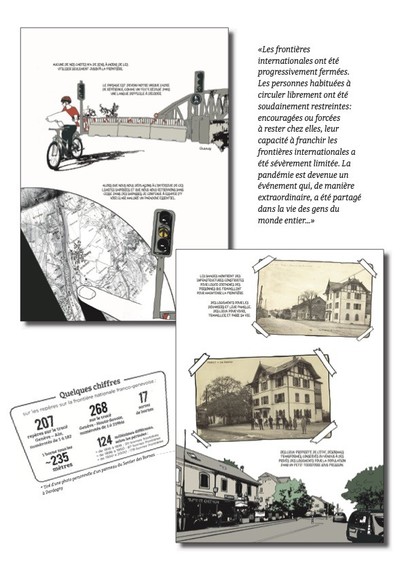 Two pages of the comic are laid out, with a short accompanying text