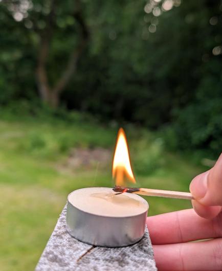 A small candle burning
