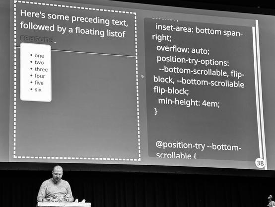 Tap shows live finding example on how to anchor position an element (popup) direction dependent on available space and scrolling. Magic!