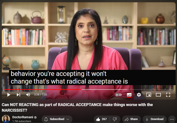 https://www.youtube.com/watch?v=tyAuA3q_FHY
Can NOT REACTING as part of RADICAL ACCEPTANCE make things worse with the NARCISSIST?
 
1
2
3
4
5
6
7
8
9
0
1
2
3
4
5
6
7
8
9
0
1
2
3
4
5
6
7
8
9
 
 
,
 
 
1
2
3
4
5
6
7
8
9
0
1
2
3
4
5
6
7
8
9
0
1
2
3
4
5
6
7
8
9
 
 
1
2
3
4
5
6
7
8
9
0
1
2
3
4
5
6
7
8
9
0
1
2
3
4
5
6
7
8
9
 
 
1
2
3
4
5
6
7
8
9
0
1
2
3
4
5
6
7
8
9
0
1
2
3
4
5
6
7
8
9
 
 views  
8 Jun 2024
ORDER MY NYT BESTSELLING BOOK 📖 "IT'S NOT YOU"
https://smarturl.it/not-you

JOIN MY HEALING PROGRAM
https://doctor-ramani.teachable.com/p...

JOIN THE DR. RAMANI NETWORK
https://www.drramaninetwork.com

GET INFO ABOUT MY UPCOMING PROGRAM FOR THERAPISTS
https://forms.gle/1RRUz41eWswjw63o6

SIGN UP FOR MY MAILING LIST
https://forms.gle/Bv9GNuMSR55PKTjQ6