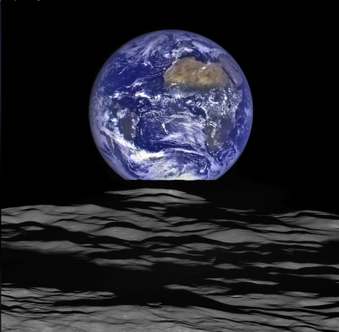 NASA's new high-resolution earthrise image, captured by the Lunar Reconnaissance Orbiter 

https://www.reddit.com/r/space/comments/4gikiw/nasa_released_a_new_highresolution_earthrise/
