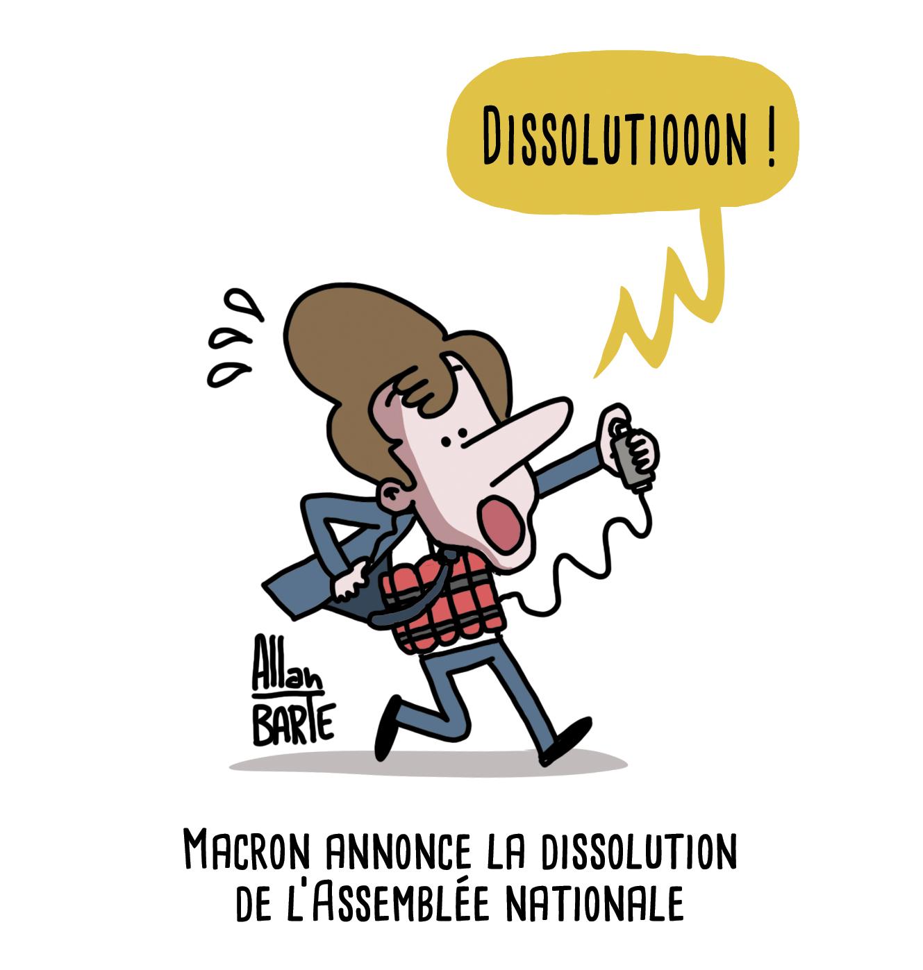 Macron, bardée d'une ceinture d'explosif, court comme un dératé en criant "Dissolutiooooon !" 

Titre : Macron annonce la dissolution de l’Assemblée nationale