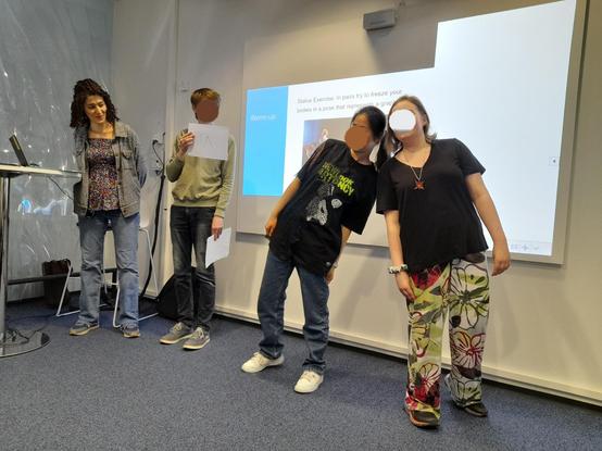 Critical DataLit workshop participants enact a data visualization with their bodies