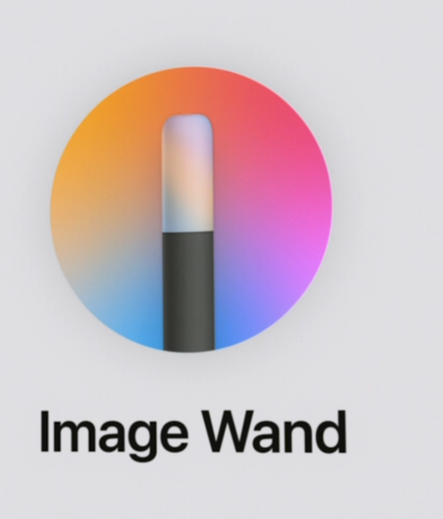 An image of the icon for Apple iOS's new "Image Wand" feature, which looks like a vertical rounded plastic object on a colorful background.