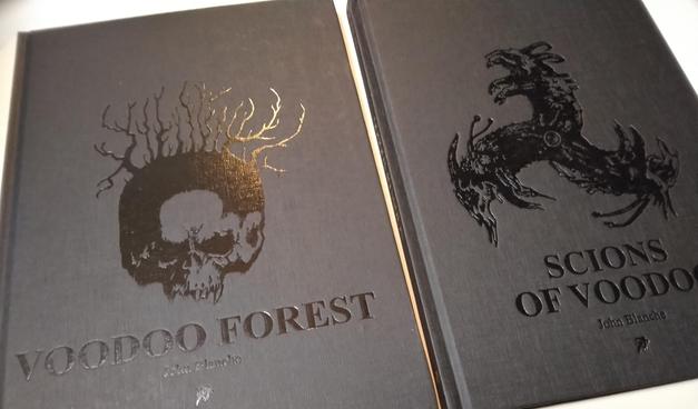 The covers of Voodoo Forest and Scions of Voodoo. VF features a skull with branches growing from the top, SoV three horned rats.
