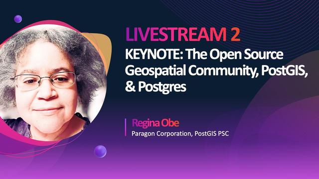 Graphic of Keynote speaker Regina Obe for POSETTE: An Event for Postgres 2024