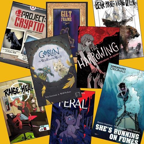 comic book covers stacked all over each other