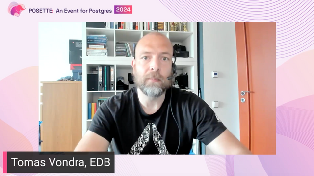 Screenshot of Tomas Vondra's talk at POSETTE: An Event for Postgres 2024