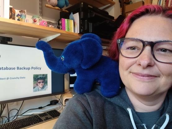 Selfie of Karen Jex during the recording of her talk for POSETTE: An Event for Postgres 2024