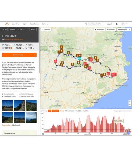 Screenshot of the El Piri Bikepacking Event route.