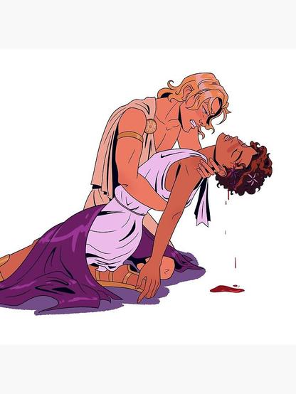 Coloured drawing of the god Apollo holding a dying Hcyacinthus in his arms.