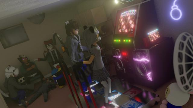 My girls play DDR in a dark basement, lit only by the arcade cabinet and a couple neon lights.