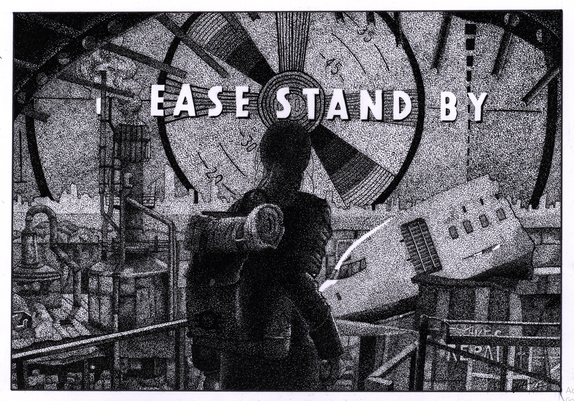 An image of Lucy from the Fallout TV show looking out over Filly with the Please Stand By test card in the background