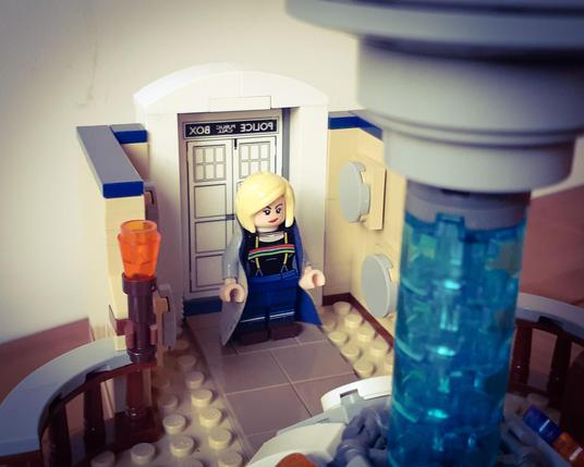 The 13th Doctor at the entrance of the TARDIS