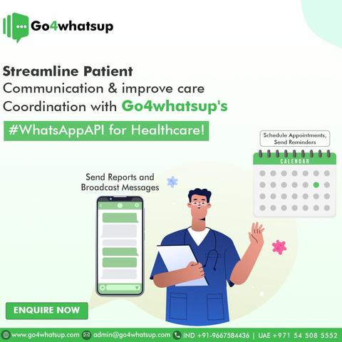 Go4whatsup's WhatsApp API for healthcare simplifies patient communication and care coordination. Send reports, broadcast messages, schedule appointments, and send reminders all through one platform. Enhance your patient engagement and operational efficiency today.