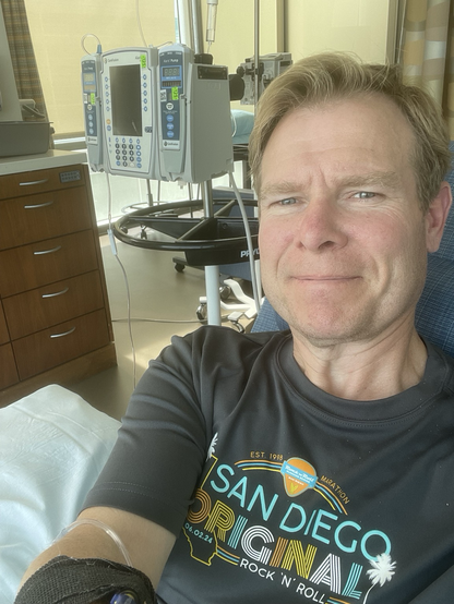 A picture of me getting a Remicade infusion for Crohn’s 