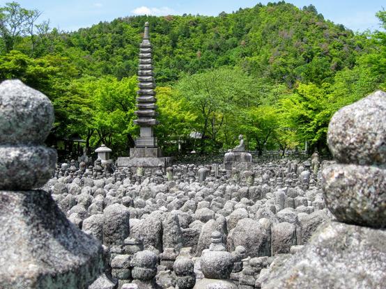 A glimpse at some of Adashino Nenbutsu-ji's 8000 Buddhist statues.