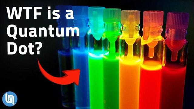 A rainbow array of quantum dots in vials