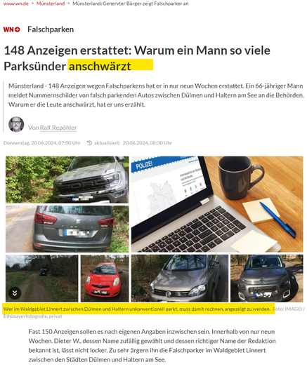 Screenshot vom Artikel in den Westfälischen Nachrichten