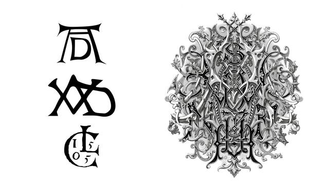 Modern ligature for artists signatures (Albrecht Durer, Anton Van Dyck, Lucas Cranach), and a pangram monogram by Demengeot, 1881. 